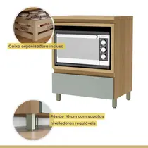 Cozinha Completa 7 Portas 7 Gavetas 100% MDF Nesher Rainha – Nature/Verde