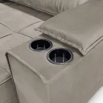 Sofá 3 Lugares 2,3m Retrátil Reclinável Veludo Liso Nasalah Alemanha