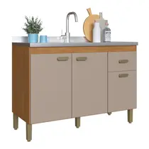 Balcão Pia 120cm 3 Portas 1 Gaveta Indekes Zurique