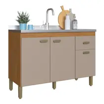 Balcão Pia 120cm 3 Portas 1 Gaveta Indekes Zurique