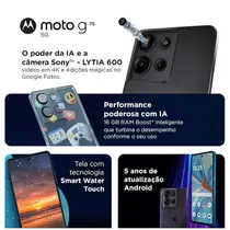 Smartphone Motorola Moto G75 5G 256GB 8GB RAM + 8GB RAM Boost Câmera Dupla + Frontal 16MP Tela de 6,8" - Preto
