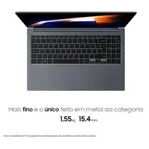 Notebook Samsung Galaxy Book4 NP750XGJ-KG3BR Intel Core I5 8GB RAM 512GB SSD 15,6” Full HD LED Windows 11 - Cinza