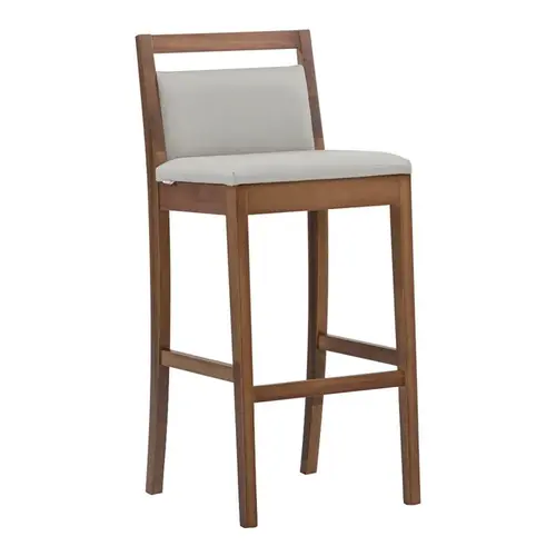 Banqueta Alta com Assento Estofado e Pés em Madeira Maciça Herval MH 3283