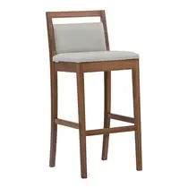 Banqueta Alta com Assento Estofado e Pés em Madeira Maciça Herval MH 3283