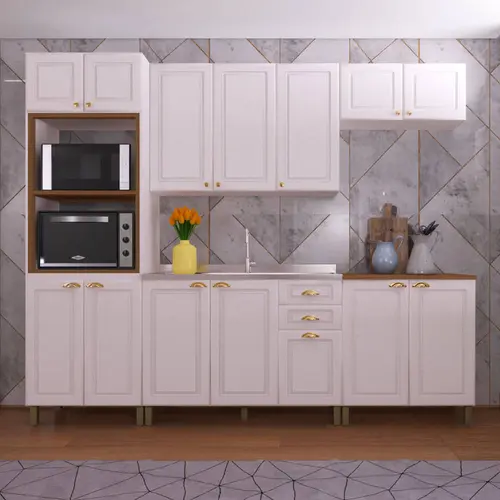 Cozinha Completa 14 Portas 2 Gavetas Indekes Firenze - Branco