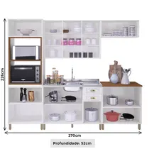 Cozinha Completa 14 Portas 2 Gavetas Indekes Firenze - Branco