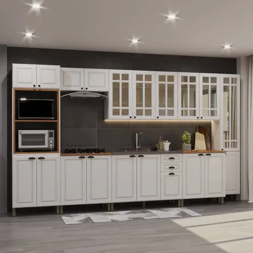 Cozinha Completa 20 Portas 2 Gavetas Indekes Firenze – Branco