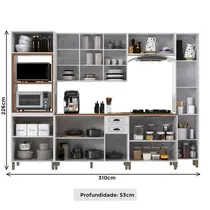 Cozinha Completa 16 Portas e 2 Gavetas Indekes Firenze – Branco