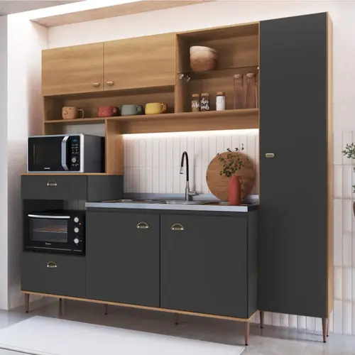 Cozinha Compacta 2,27m 6 Portas 1 Gaveta Delmarco Karina