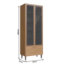 Cristaleira 80cm 2 Portas com Vidro Fumê 1 Gaveta Jade Delmarco