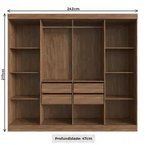 Guarda-Roupa Casal 8 Portas 4 Gavetas 100% MDF Doripel Los Angeles 70300