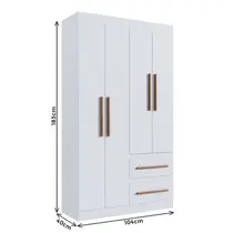 Guarda-Roupa Solteiro 4 Portas 2 Gavetas 100% MDF Doripel Palermo 67400