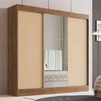 Guarda-Roupa Casal com Espelho 3 Portas de Correr 4 Gavetas 100% MDF Doripel Michigan 893331