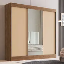 Guarda-Roupa Casal com Espelho 3 Portas de Correr 4 Gavetas 100% MDF Doripel Michigan 893331