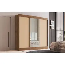 Guarda-Roupa Casal com Espelho 3 Portas de Correr 4 Gavetas 100% MDF Doripel Michigan 893331