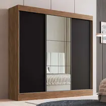 Guarda-Roupa Casal com Espelho 3 Portas de Correr 4 Gavetas 100% MDF Doripel Michigan 893331