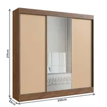 Guarda-Roupa Casal com Espelho 3 Portas de Correr 4 Gavetas 100% MDF Doripel Michigan 893331