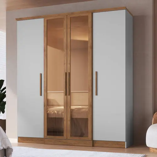 Guarda-Roupa Casal 4 Portas 2 Gavetas 100% MDF Doripel | Schumann
