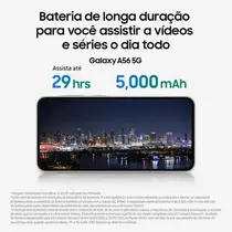 Smartphone Samsung Galaxy A56 5G 256GB 8GB RAM Câmera Tripla + Frontal de 12MP Tela 6,7” - Preto