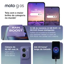 Smartphone Motorola Moto G05 4G 128GB 4GB RAM + 8GB Ram Boost Câmera Dupla + Frontal 8MP Tela 6,7” - Violeta