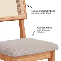 Conjunto de 2 Cadeira Estofadas em Poliéster e Algodão 100% MDF Dalla Costa CA35/2