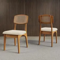 Conjunto de 2 Cadeira Estofadas em Tweed Liso 100% MDF Dalla Costa CA40/2