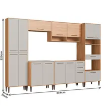 Cozinha Completa 15 Portas 3 Gavetas Delmarco Jade - Freijó/Arenas