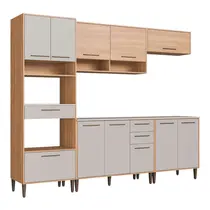 Cozinha Completa 11 Portas 3 Gavetas Delmarco Jade - Freijó/Arenas