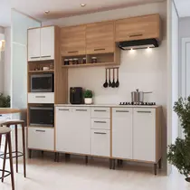 Cozinha Completa 11 Portas 3 Gavetas Delmarco Jade - Freijó/Arenas