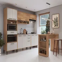 Cozinha Completa 11 Portas e 3 Gavetas Delmarco Jade - Freijó/Arenas