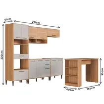 Cozinha Completa 11 Portas e 3 Gavetas Delmarco Jade - Freijó/Arenas