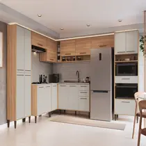 Cozinha Completa 18 Portas 3 Gavetas Delmarco Jade - Freijó/Arenas