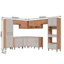 Cozinha Completa 18 Portas 3 Gavetas Delmarco Jade - Freijó/Arenas