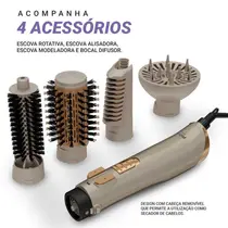 Escova Rotativa Philco 5 em 1 PER03 1300W Cinza com Dourado - Bivolt
