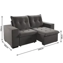 Sofá 2 Lugares 2m Retrátil Reclinável Veludo Vian Esplendor