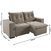 Sofá 2 Lugares 2m Retrátil Reclinável Veludo Vian Esplendor