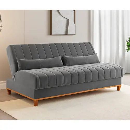 Sofá - Cama 3 Lugares Reclinável Veludo Vian Duna