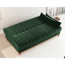 Sofá - Cama 3 Lugares Reclinável Veludo Vian Duna