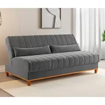 Sofá - Cama 3 Lugares Reclinável Veludo Vian Duna