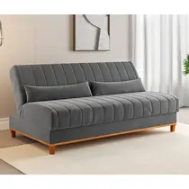 Sofá - Cama 3 Lugares Reclinável Veludo Vian Duna