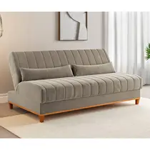 Sofá - Cama 3 Lugares Reclinável Veludo Vian Duna