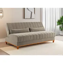 Sofá - Cama 3 Lugares Reclinável Veludo Vian Duna