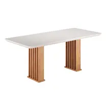 Mesa de Jantar 8 Lugares Tampo de Vidro Viero Munique 200x90cm