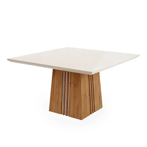 Mesa de Jantar 8 Lugares com Tampo de Vidro Viero Rubi 130x130cm