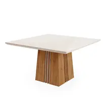 Mesa de Jantar 8 Lugares com Tampo de Vidro Viero Rubi 130x130cm