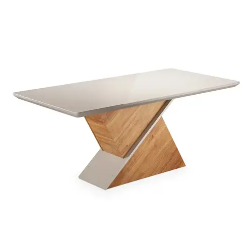 Mesa de Jantar 8 Lugares com Tampo de Vidro Viero Glamour 200x90cm