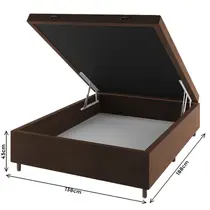 Base Baú para Cama Box Casal Vian Londres Veludo 138x188x35,5cm - Marrom