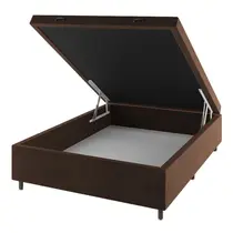 Base Baú para Cama Box Casal Vian Londres Veludo 138x188x35,5cm - Marrom