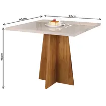 Mesa de Jantar 4 Lugares com Tampo de Vidro Viero Cairo 90x90cm