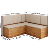 Conjunto Canto Alemão Baú com Mesa de Jantar e 2 Cadeiras Montreal Viero Mel Bronze/Off White